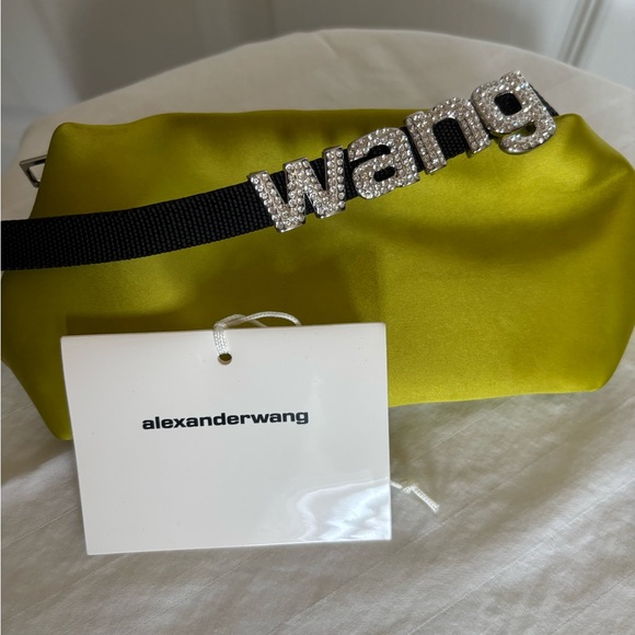 Alexander Wang Heiress Medium Pouch in Satin w/ Crystal Embellishment Light Kiwi - Picture 7 of 11